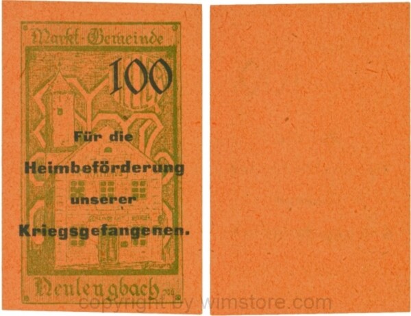 Neulengbach, G0659d, 100 Heller, "Für die Heimbeförderung unserer Kriegsgefangenen", großer Wert; 1