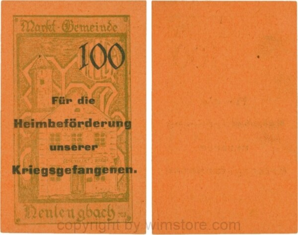 Neulengbach, G0659d, 100 Heller, "Für die Heimbeförderung unserer Kriegsgefangenen", großer Wert; 1-