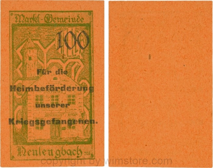 vn100482 Neulengbach, G0659d, 100 Heller, "Für die Heimbeförderung unserer Kriegsgefangenen", großer Wert; 1-