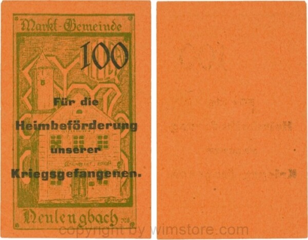 Neulengbach, G0659d, 100 Heller, "Für die Heimbeförderung unserer Kriegsgefangenen", großer Wert; 1-