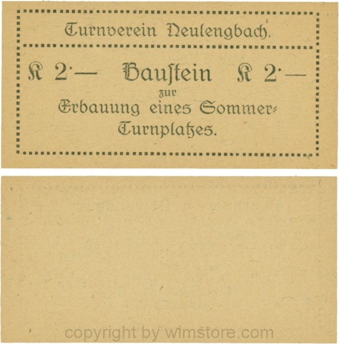 vn100485 Neulengbach, P0659A, Turnverein Neulengbach, 2 K Baustein zur Erbauung eines Sommer-Turnplatzes; 1
