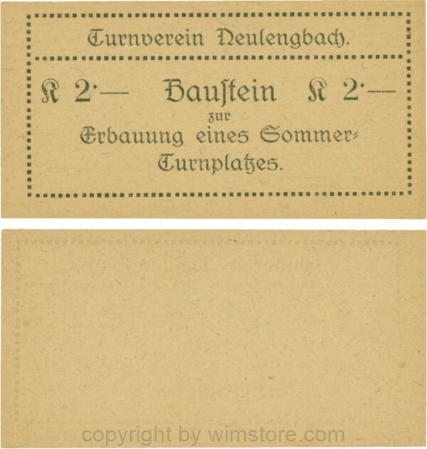 Neulengbach, P0659A, Turnverein Neulengbach, 2 K Baustein zur Erbauung eines Sommer-Turnplatzes; 1