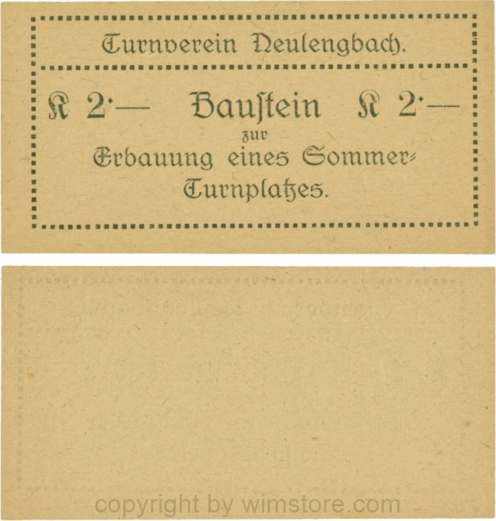 vn100487 Neulengbach, P0659A, Turnverein Neulengbach, 2 K Baustein zur Erbauung eines Sommer-Turnplatzes; 1