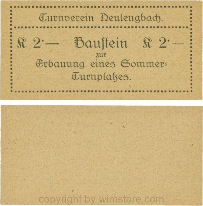 vn100488 Neulengbach, P0659A, Turnverein Neulengbach, 2 K Baustein zur Erbauung eines Sommer-Turnplatzes; 1