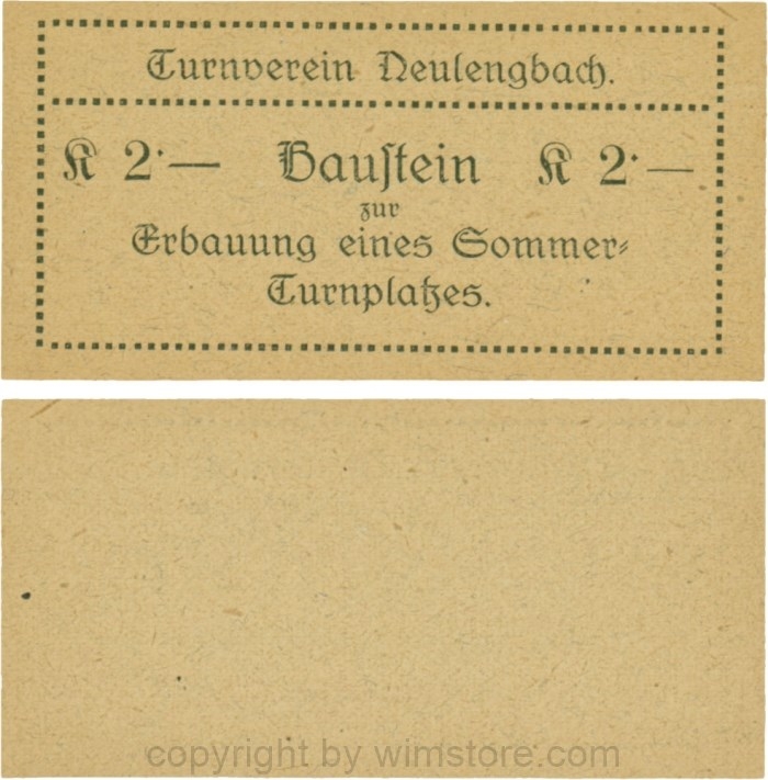 vn100489 Neulengbach, P0659A, Turnverein Neulengbach, 2 K Baustein zur Erbauung eines Sommer-Turnplatzes; 1