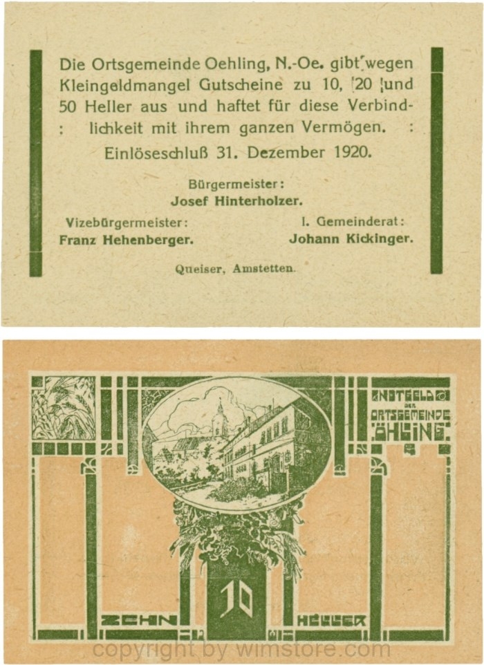 Öhling, G0707a01, 10 Heller, Schein 01; 1