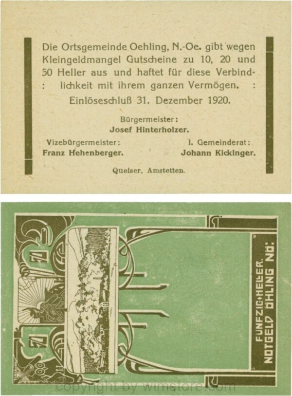 Öhling, G0707a03, 50 Heller, Schein 03; 1