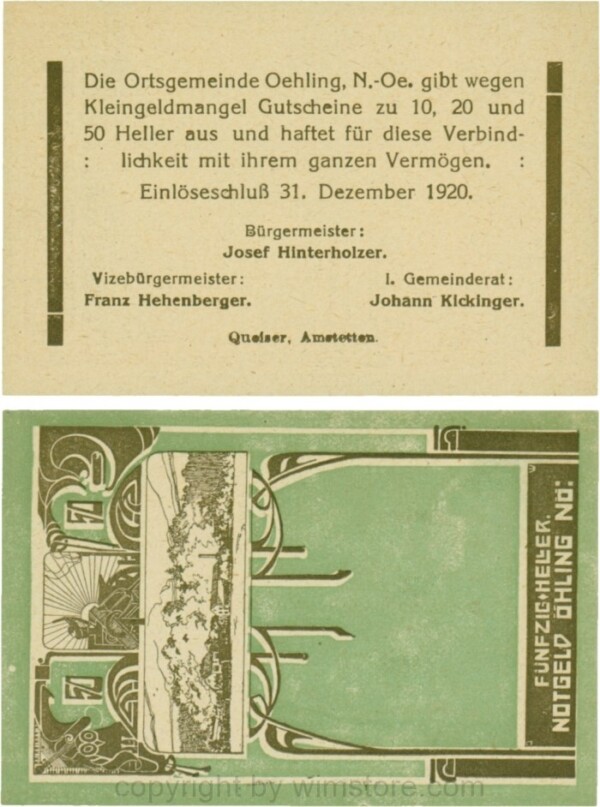 Öhling, G0707a03, 50 Heller, Schein 03; 1