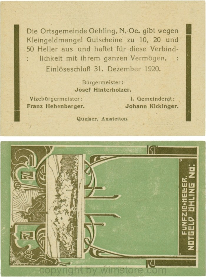 Öhling, G0707a03, 50 Heller, Schein 03; 1
