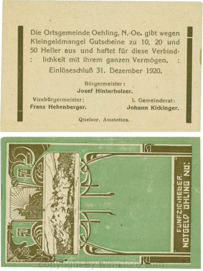 Öhling, G0707a03, 50 Heller, Schein 03; 1-