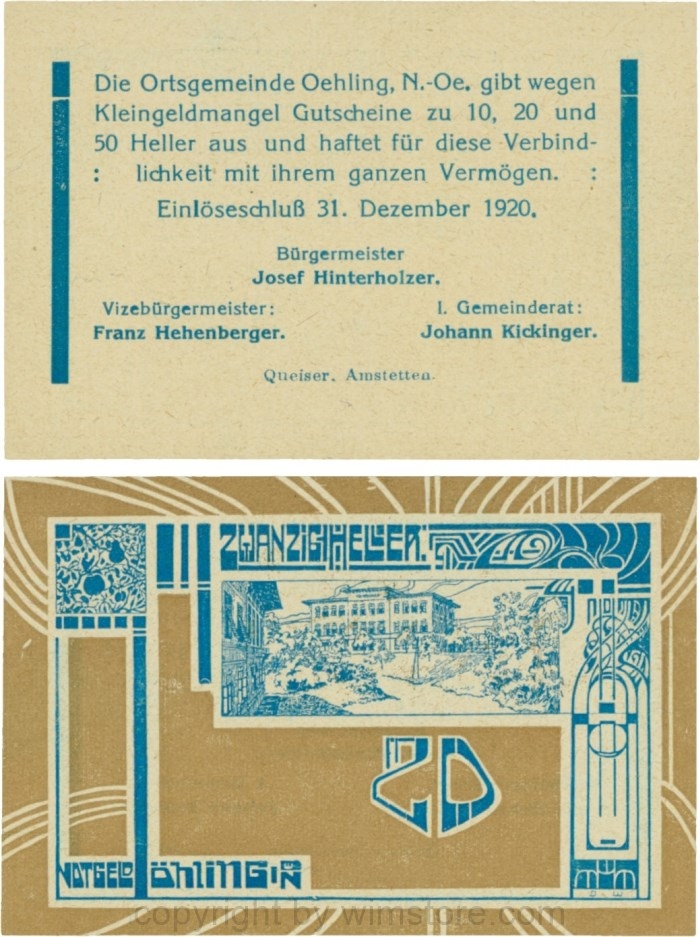 Öhling, G0707a05, 20 Heller, Schein 05; 1