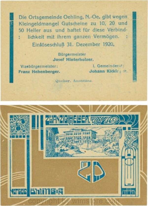 vn100501 Öhling, G0707a05, 20 Heller, Schein 05; 1