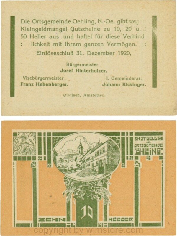 vn100510 Öhling, G0707a07, 10 Heller, Schein 07; 1