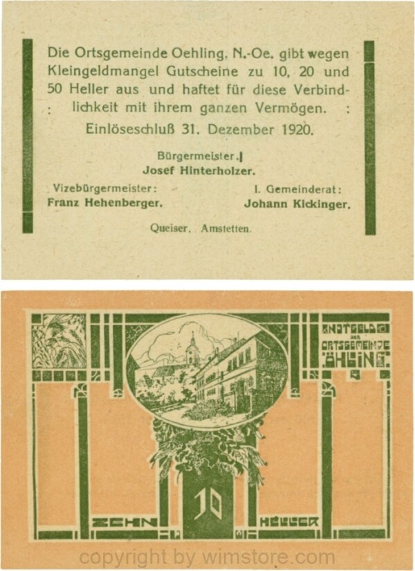 Öhling, G0707a16, 10 Heller, Schein 16; 1