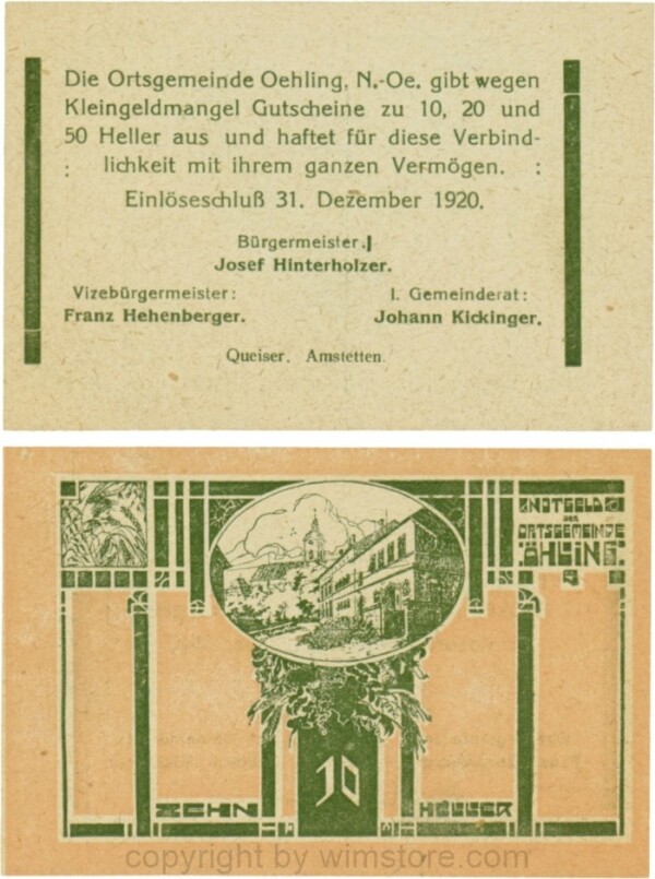 Öhling, G0707a16, 10 Heller, Schein 16; 1