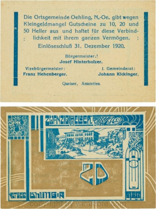 Öhling, G0707a17, 20 Heller, Schein 17; 1-