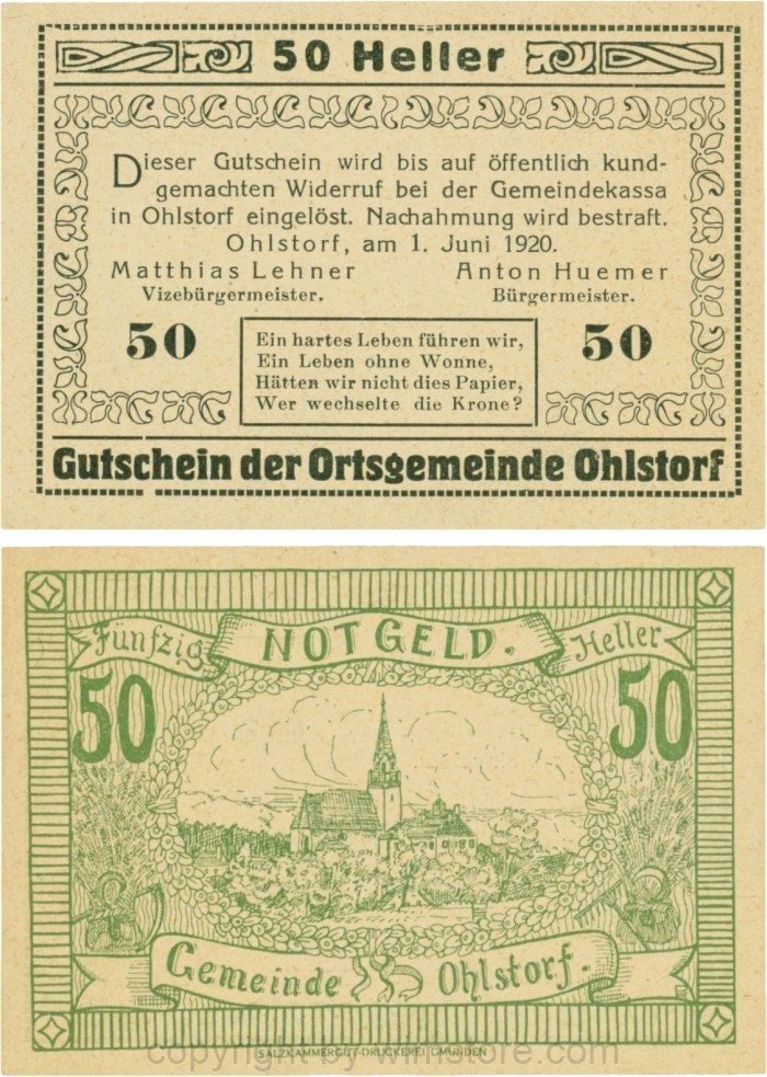 Ohlsdorf, G0708-09, 50 Heller, Schein 09; 1