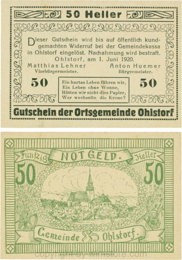 Ohlsdorf, G0708-09, 50 Heller, Schein 09; 1