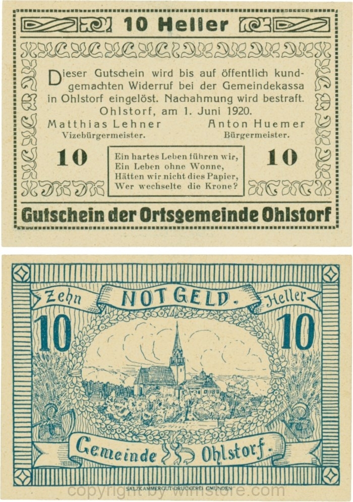 Ohlsdorf, G0708-10, 10 Heller, Schein 10; 1-