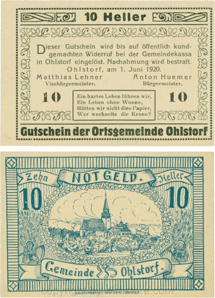 Ohlsdorf, G0708-16, 10 Heller, Schein 16; 1-