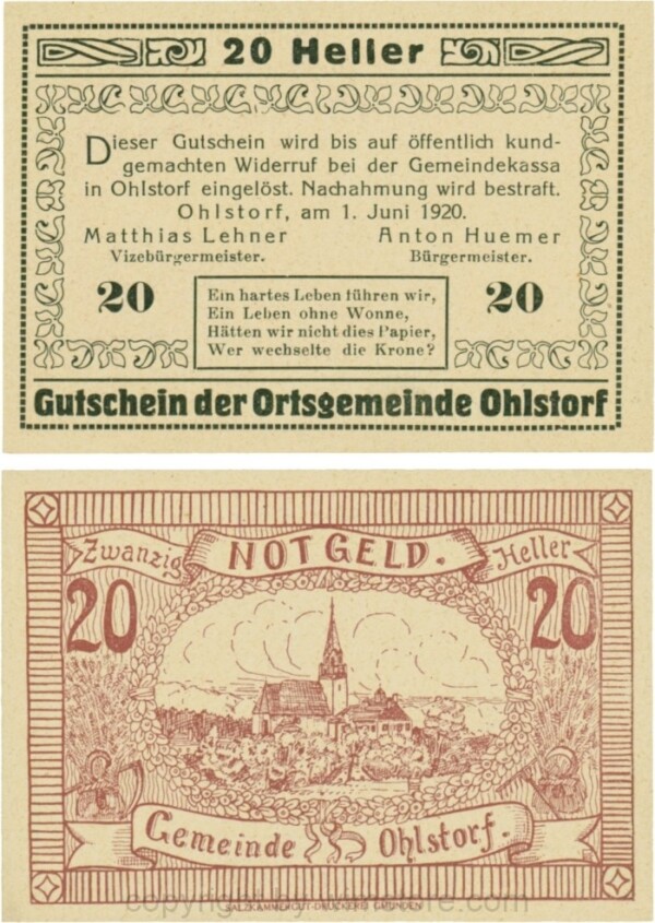 vn100534 Ohlsdorf, G0708-17, 20 Heller, Schein 17; 1-