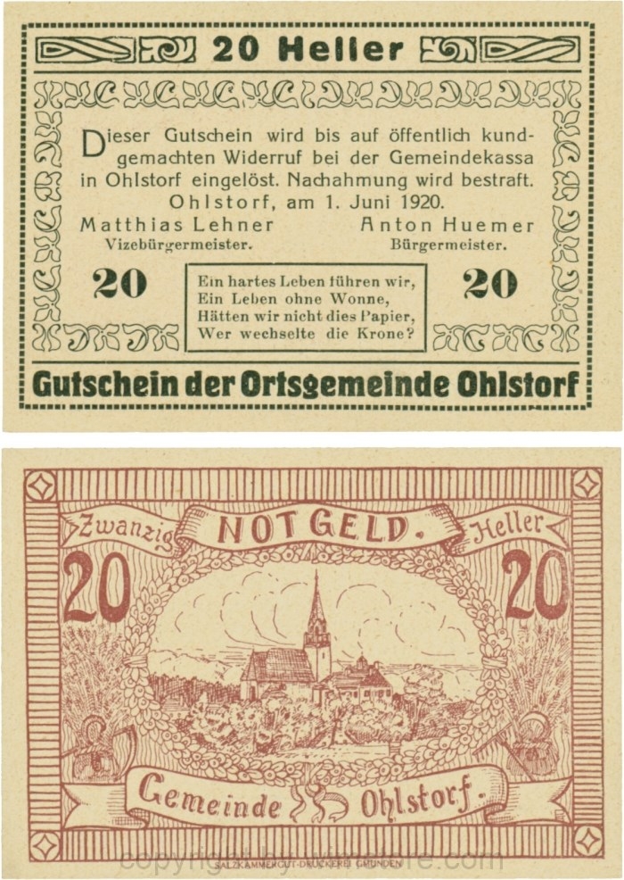 Ohlsdorf, G0708-17, 20 Heller, Schein 17; 1-