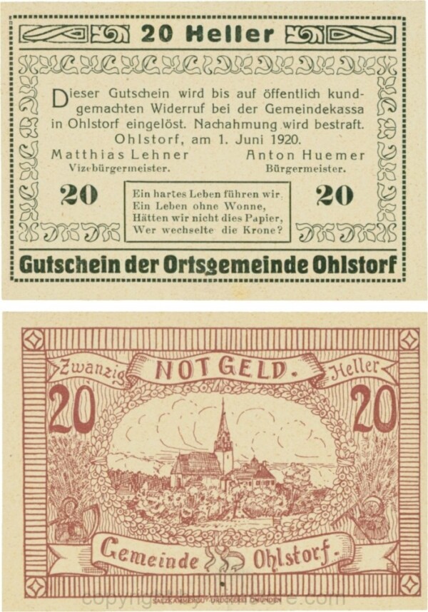Ohlsdorf, G0708-26, 20 Heller, Schein 26; 1-