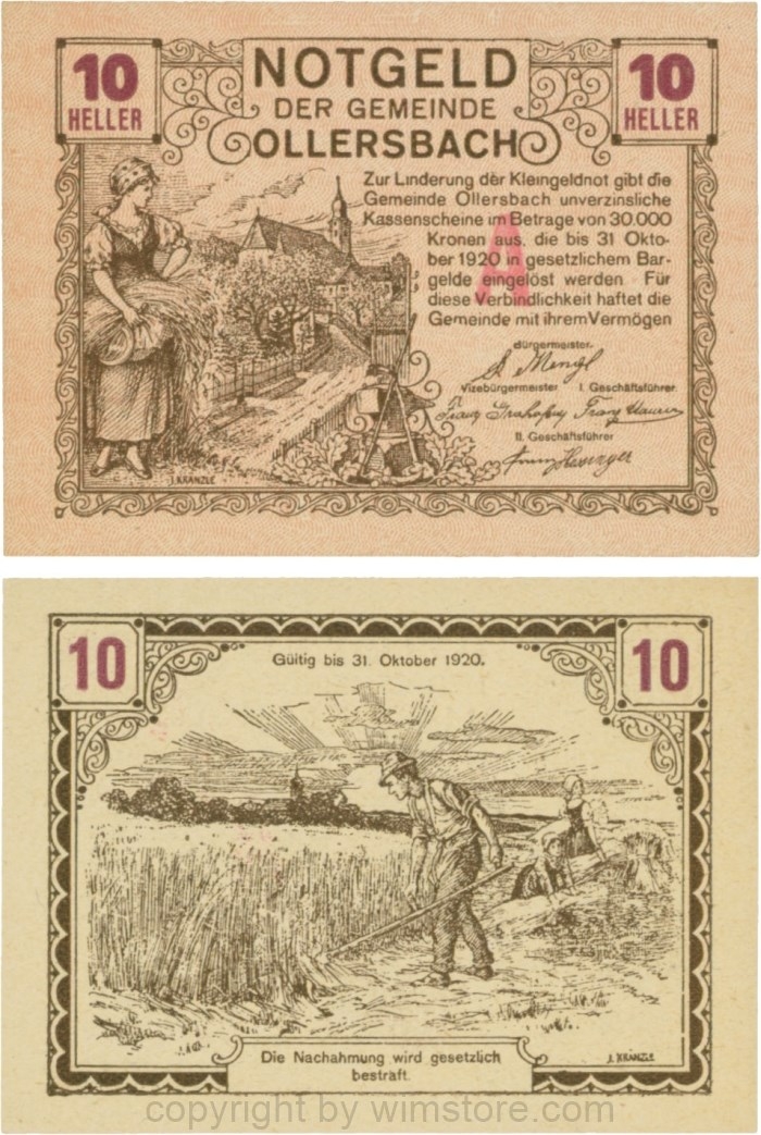 Ollersbach, S0709IIa, 10 Heller, Druck violett, "A" mittig; 1