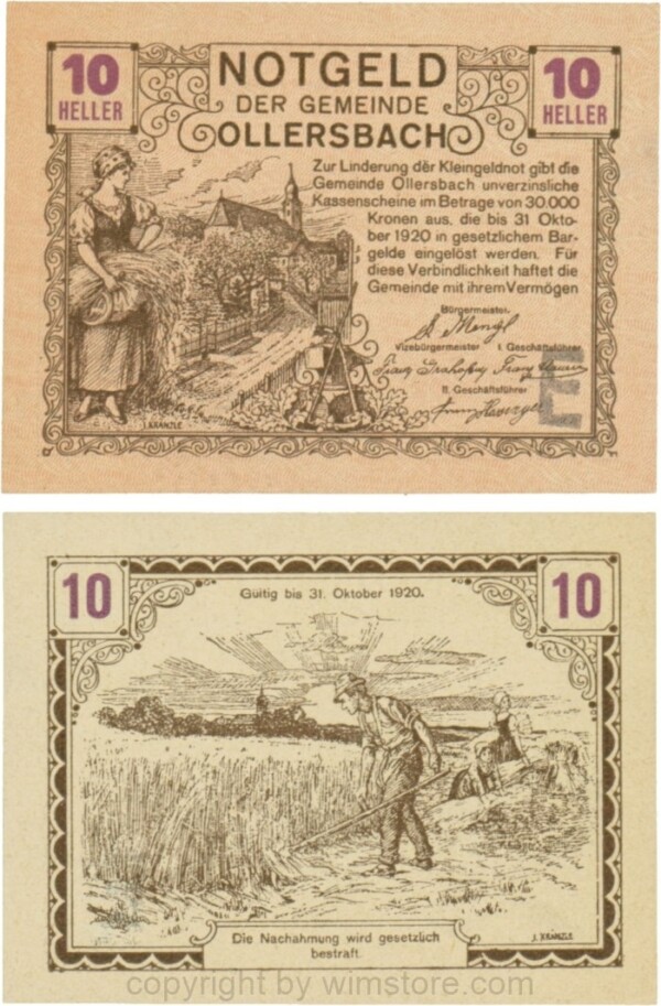 Ollersbach, S0709IIf, 10 Heller, "E" schwarz!, rechts unten, nicht im Katalog; 1