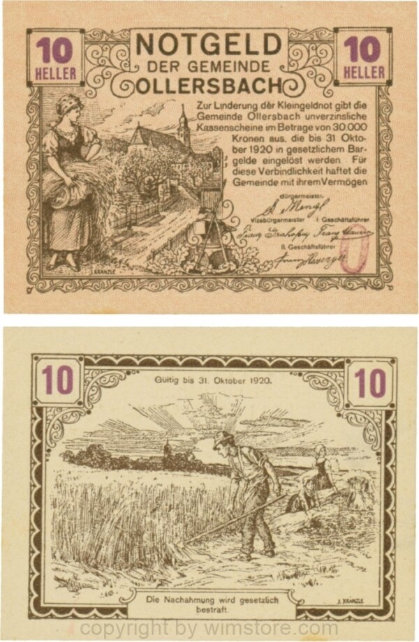 Ollersbach, S0709IIf, 10 Heller, "O" violett, rechts unten; 1-