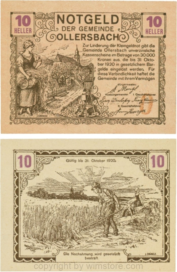 Ollersbach, S0709IIf, 10 Heller, "O" rot, rechts unten; 1