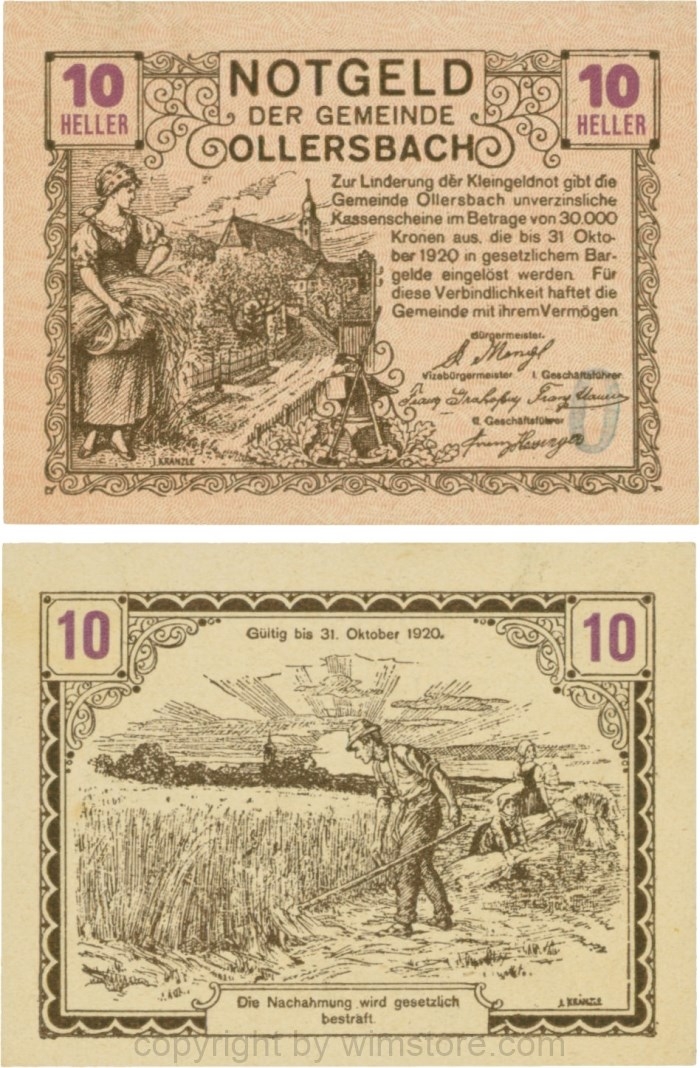 Ollersbach, S0709IIf, 10 Heller, "O" blau, rechts unten; 1-