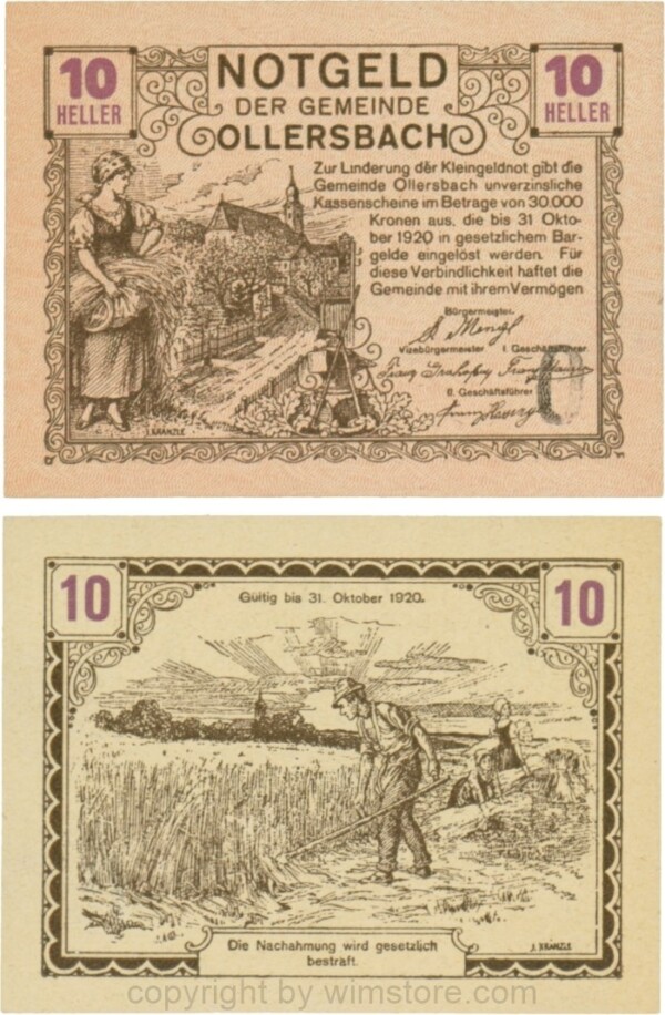 Ollersbach, S0709IIf, 10 Heller, "O" schwarz!, rechts unten, nicht im Katalog; 1