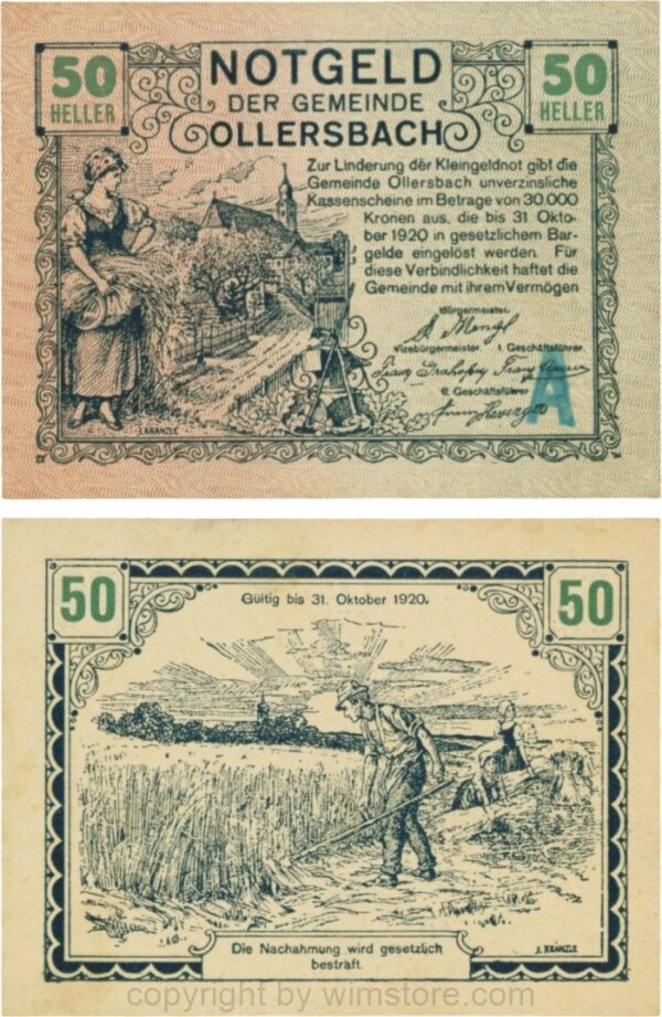 Ollersbach, S0709IIf, 50 Heller, "A" blau, rechts unten; 1