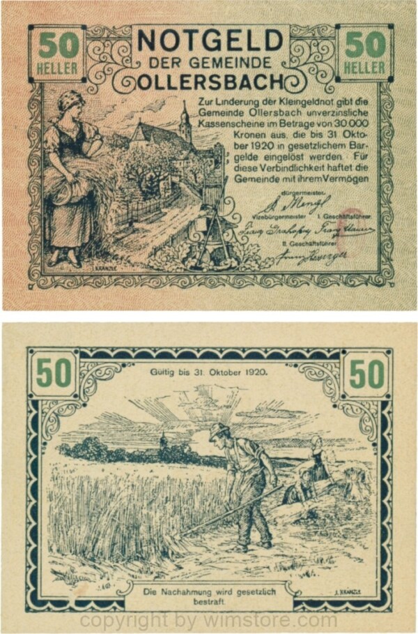Ollersbach, S0709IIf, 50 Heller, "O" violett, rechts unten; 1-