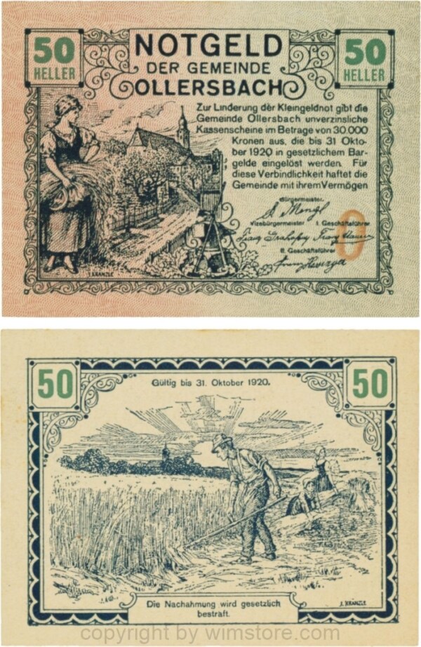 Ollersbach, S0709IIf, 50 Heller, "O" (braun)rot, rechts unten; 1