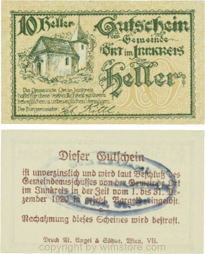 Ort im Innkreis, G0711b, 10 Heller, Gemeindestempel; 1