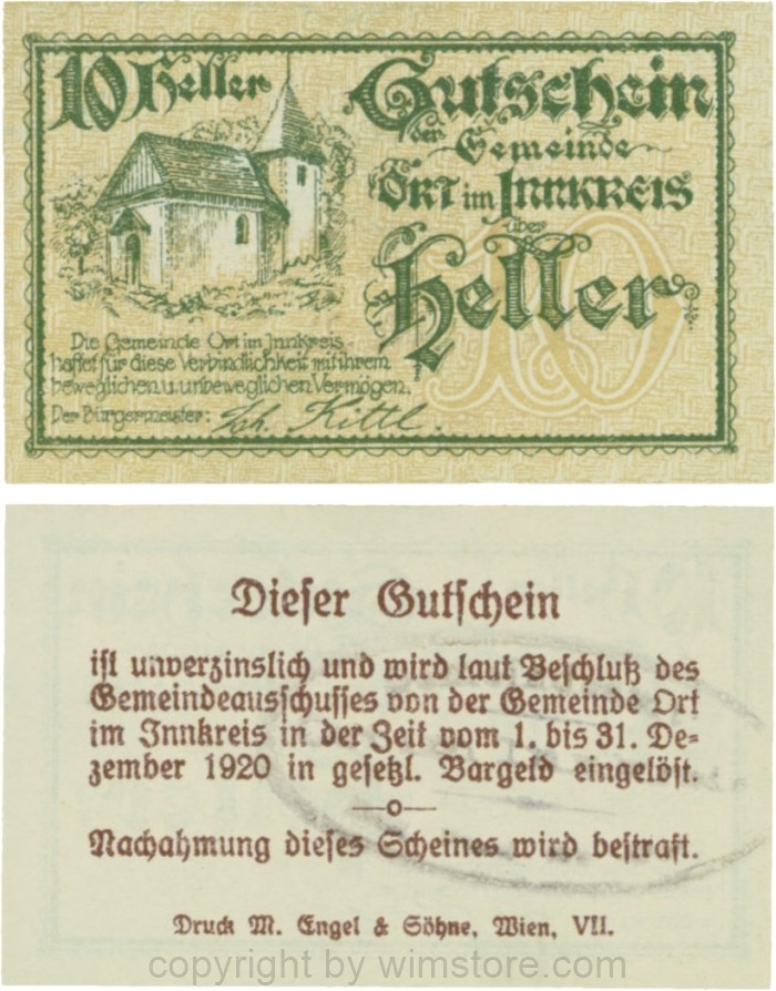 Ort im Innkreis, G0711b, 10 Heller, Gemeindestempel; 1-