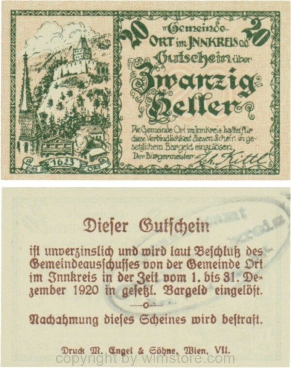 Ort im Innkreis, G0711b, 20 Heller, Gemeindestempel; 1