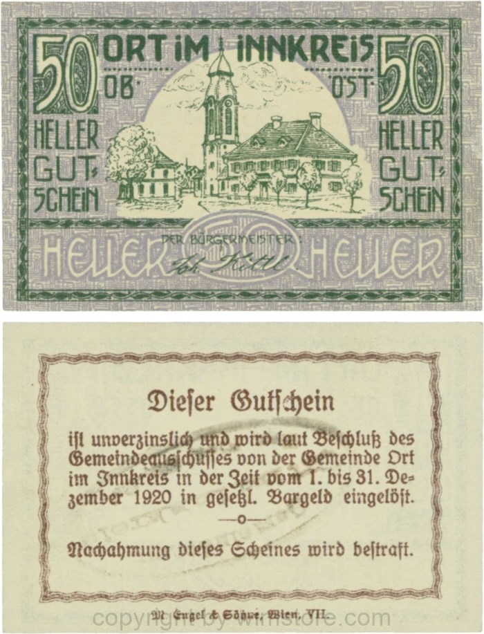 Ort im Innkreis, G0711b, 50 Heller, Gemeindestempel; 1
