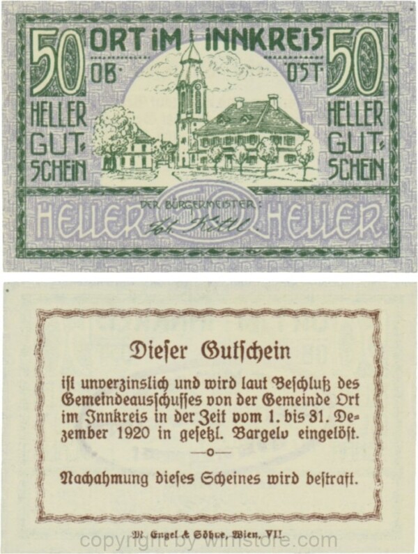 Ort im Innkreis, G0711b, 50 Heller, Gemeindestempel; 1