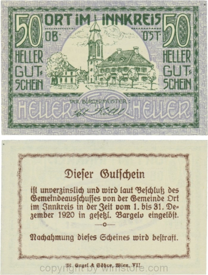 Ort im Innkreis, G0711b, 50 Heller, Gemeindestempel; 1