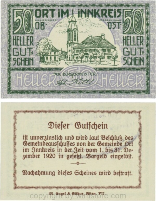 Ort im Innkreis, G0711b, 50 Heller, Gemeindestempel; 1