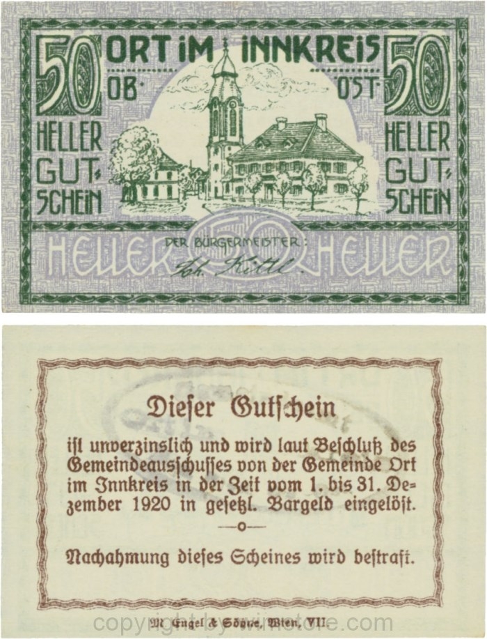 Ort im Innkreis, G0711b, 50 Heller, Gemeindestempel; 1-