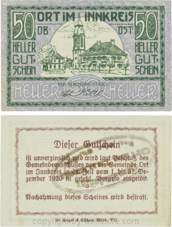 Ort im Innkreis, G0711b, 50 Heller, Gemeindestempel; 1-