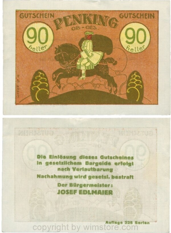 Penking, S0726f, 90 Heller, Auflage 225 Serien; 1-2