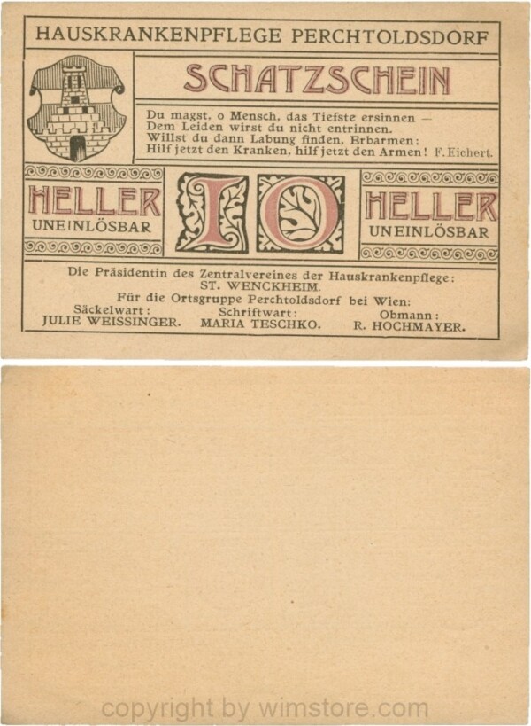 Perchtoldsdorf, P0729a, Hauskrankenpflege, 10 Heller; 1-