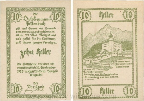 Pettenbach, P0739, Ortskommune, 10 Heller; 1