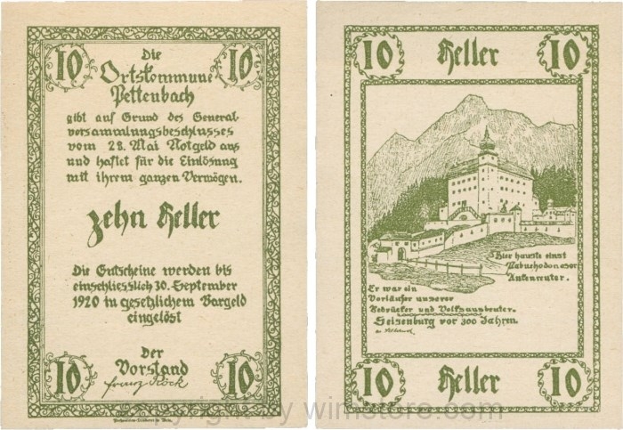 Pettenbach, P0739, Ortskommune, 10 Heller; 1