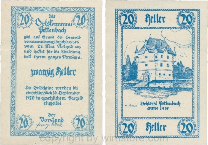 Pettenbach, P0739, Ortskommune, 20 Heller; 1